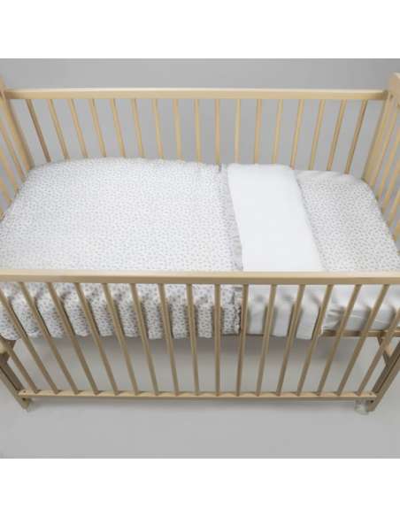 Edredón-+-Sábana-Bajera-+-Almohada-Cuna-120x60-cm-Little-Bloom-Flor-Gris