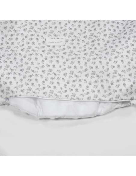 Edredón-+-Sábana-Bajera-+-Almohada-Cuna-120x60-cm-Little-Bloom-Flor-Gris-Estampado