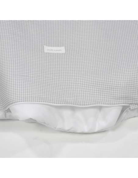 Edredón-+-Sábana-Bajera-+-Almohada-Cuna-120x60-cm-Little-Bloom-Vichy-Gris-Estampado