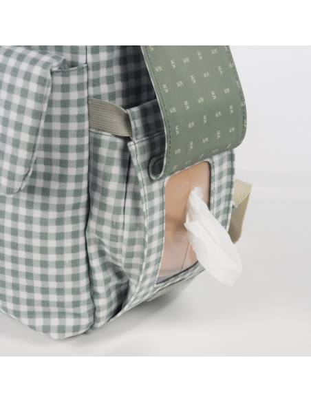 Walking-Mum-Mochila-I-Love-Vichy-Verde-Bolsillo-Toallitas-Abierto